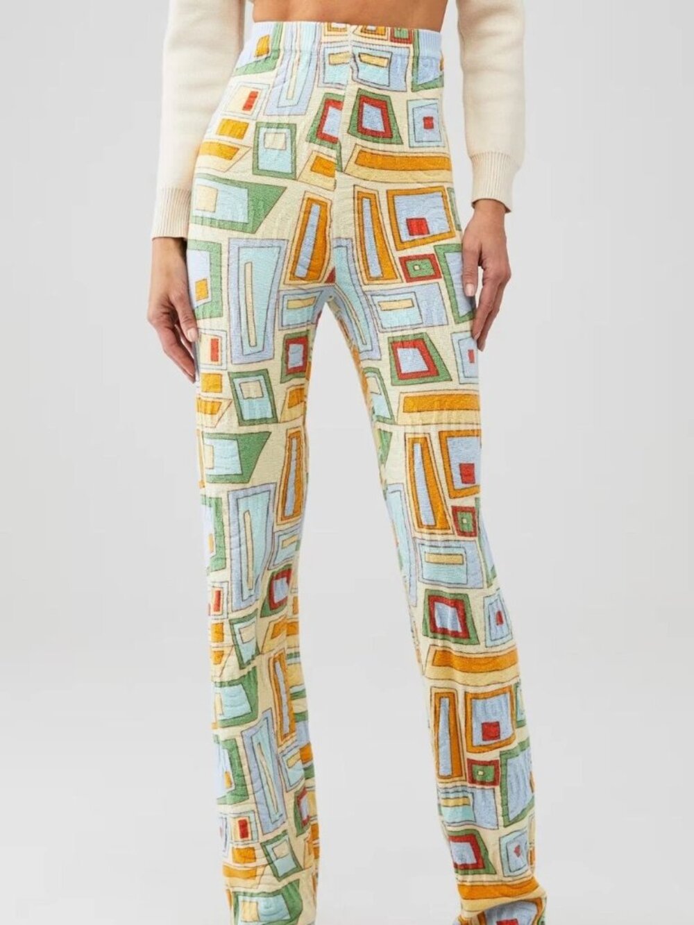 House of Sunny Geometric Knit Pant | US 4 | Retro Mid-Century Print